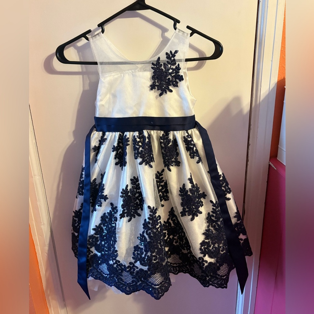 Elegant Navy and White Kids Dress